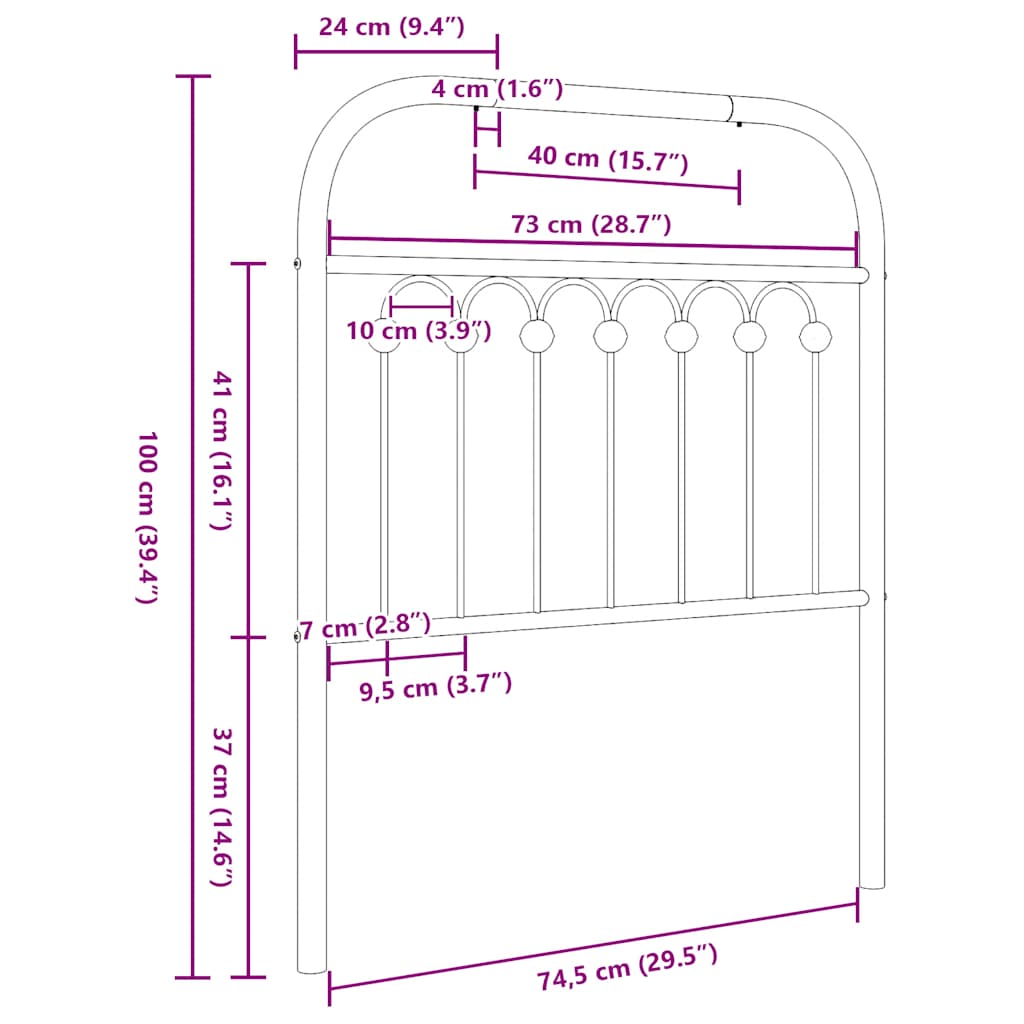 Ersatz-Kopfteil Metall Weiß 75 cm