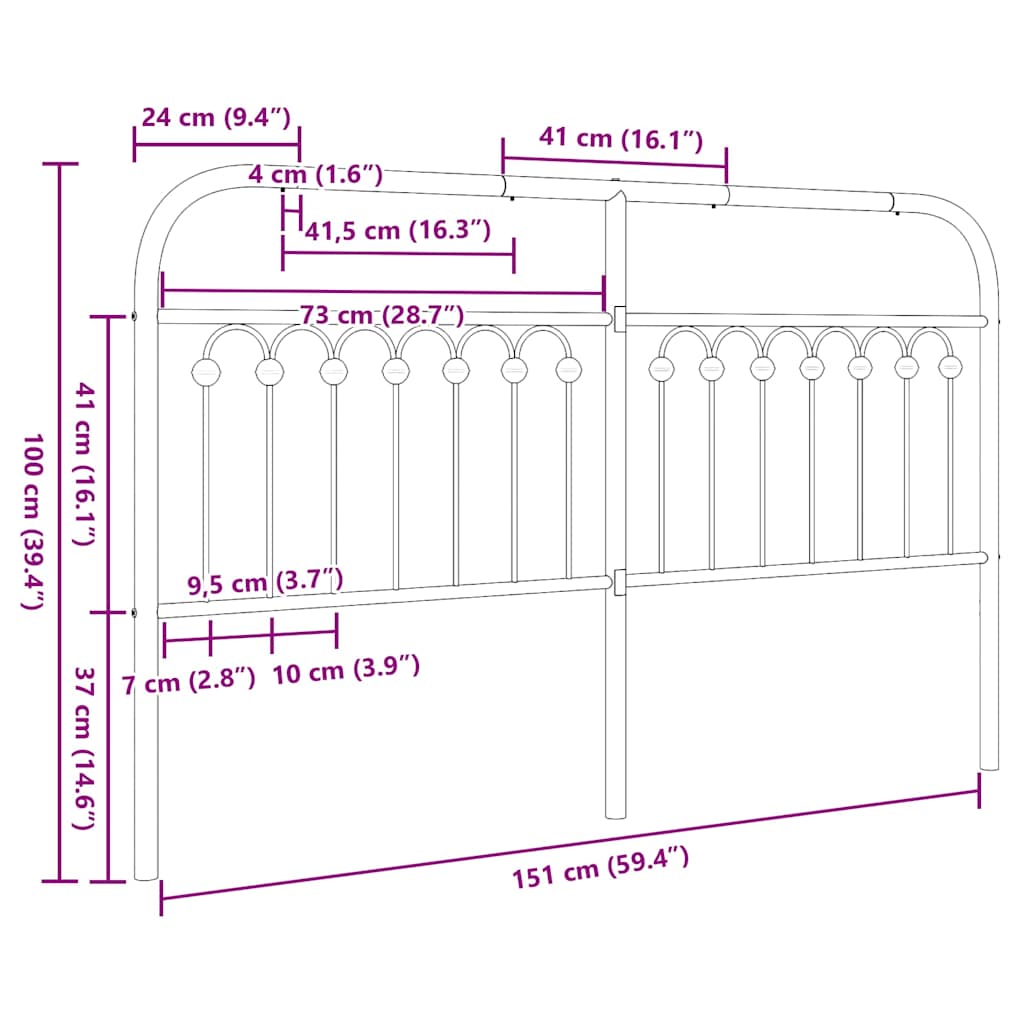 vidaXL Ersatz-Kopfteil Metall Weiß 150 cm