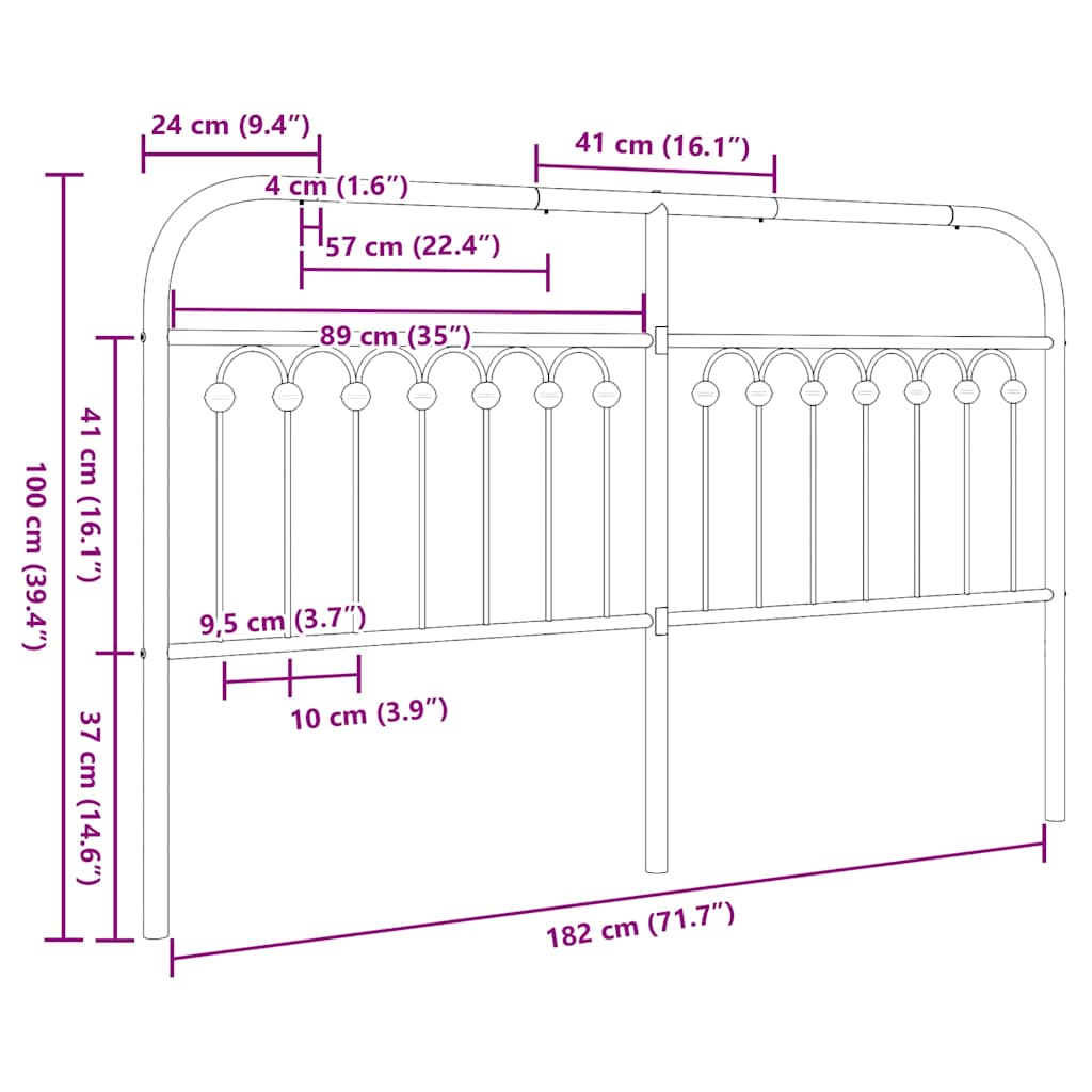 vidaXL Ersatz-Kopfteil Metall Weiß 180 cm