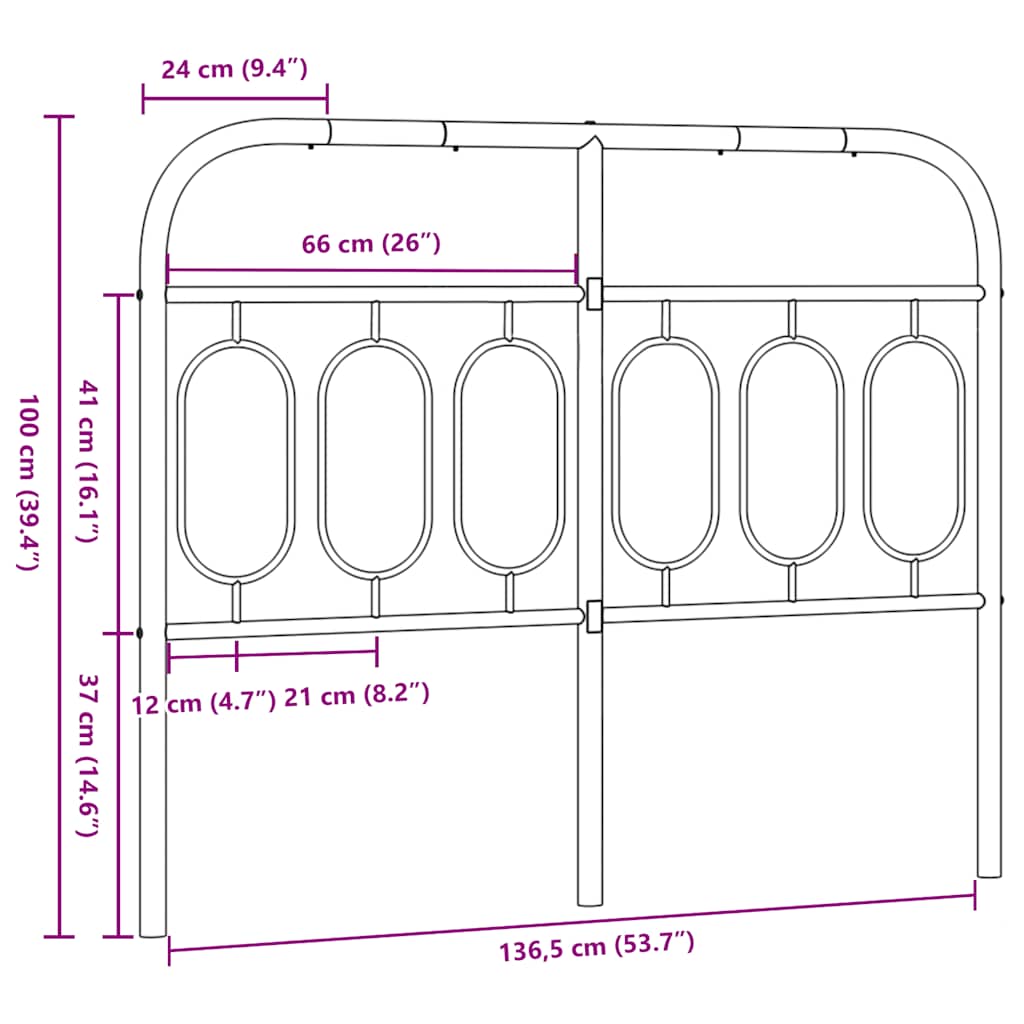 vidaXL Ersatz-Kopfteil Metall Schwarz 137 cm