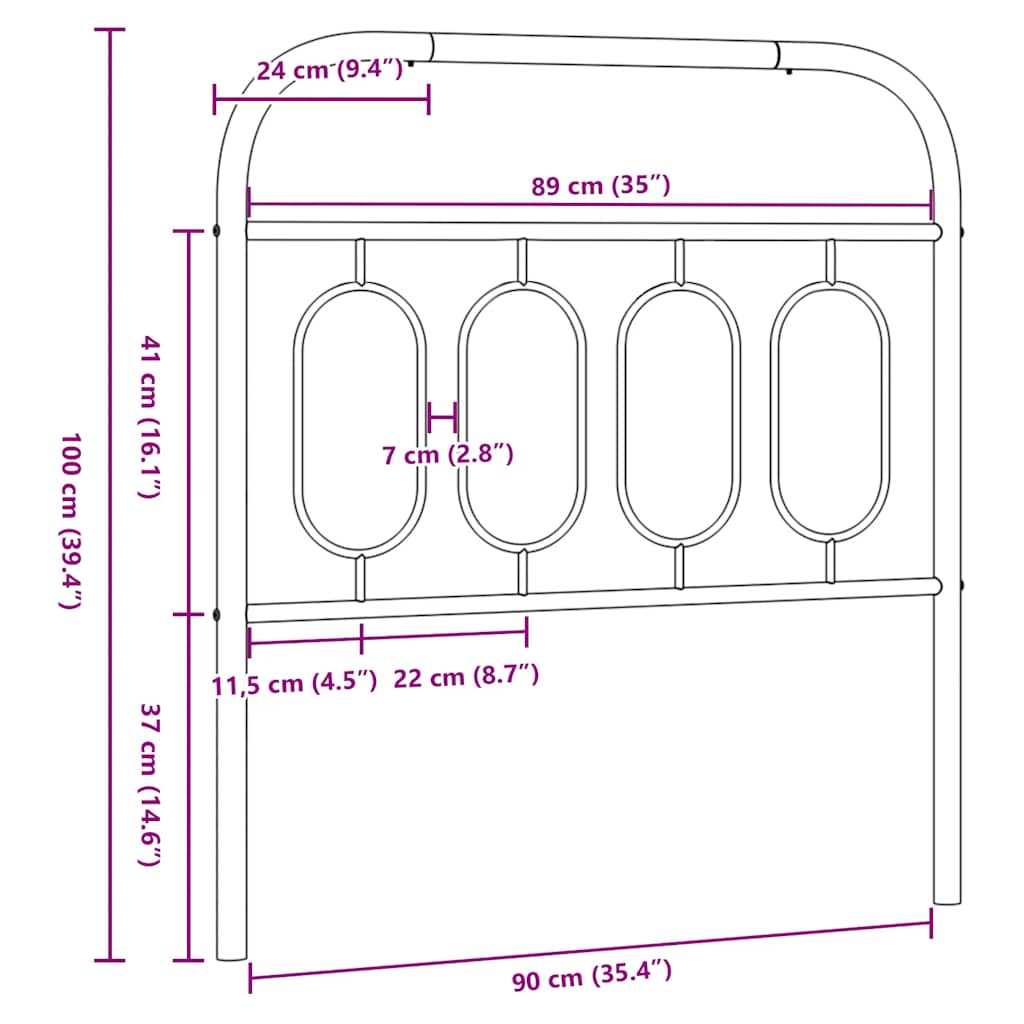 vidaXL Ersatz-Kopfteil Metall Weiß 90 cm