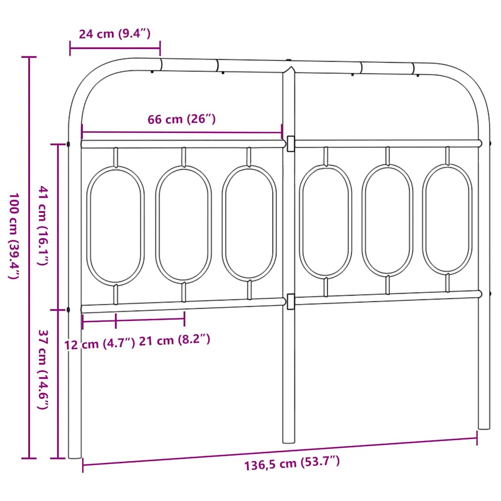 vidaXL Ersatz-Kopfteil Metall Weiß 137 cm