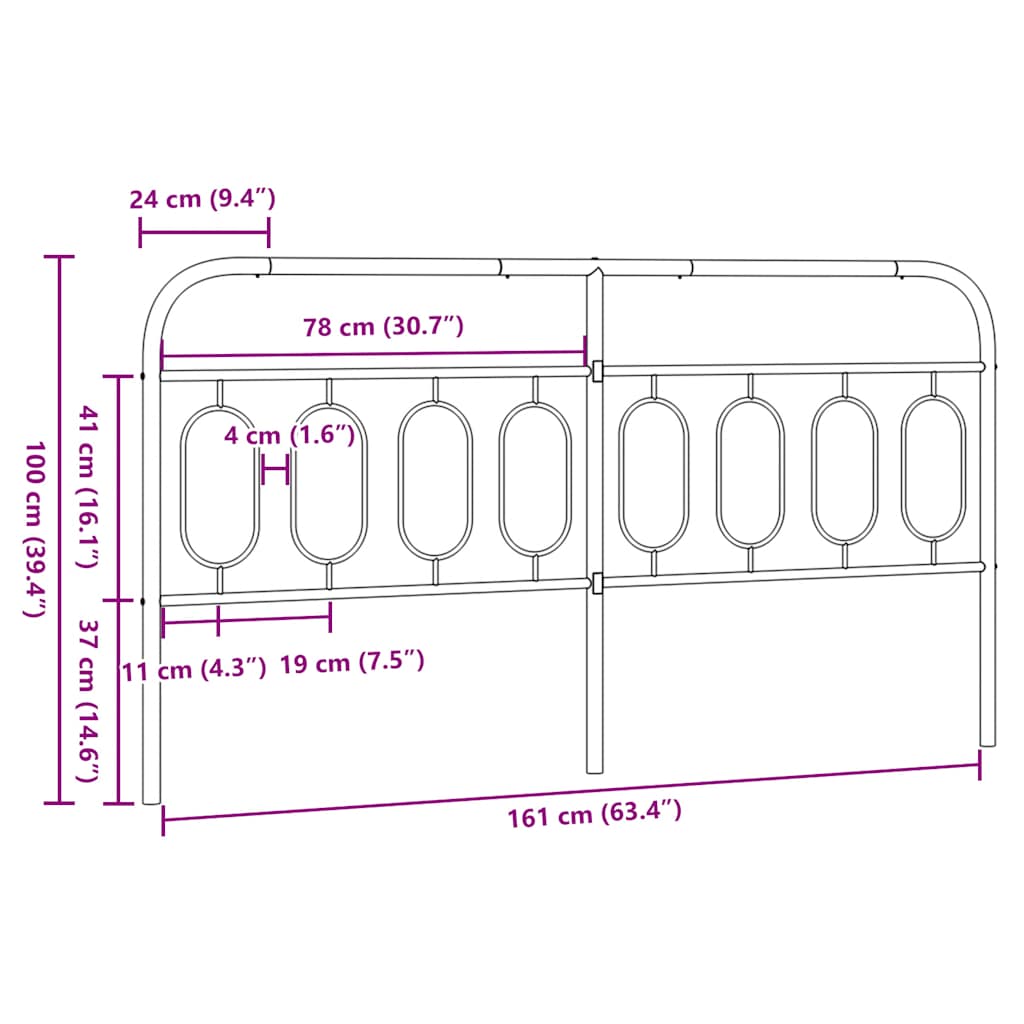vidaXL Ersatz-Kopfteil Metall Weiß 160 cm