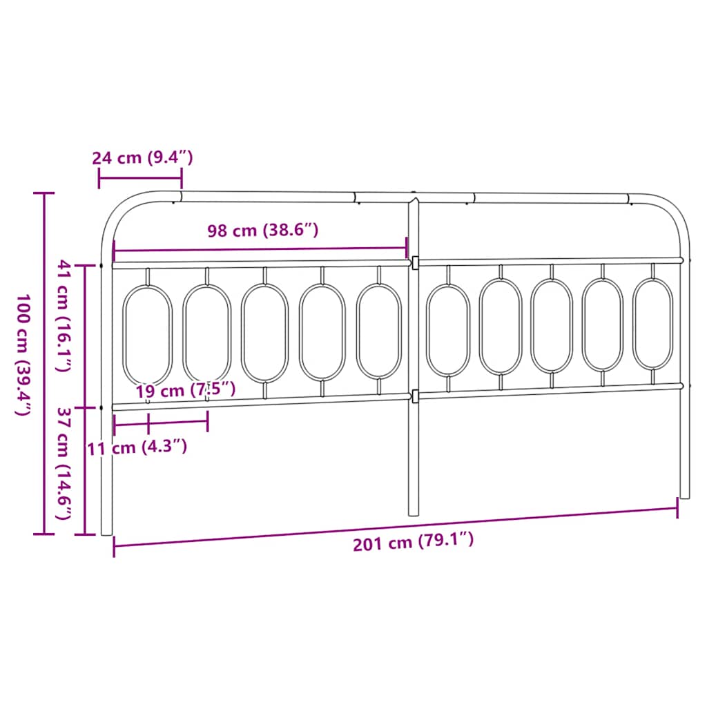 Ersatz-Kopfteil Metall Weiß 200 cm