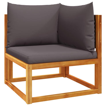 vidaXL Canapé d'angle de jardin avec coussins, bois d'acacia et rotin