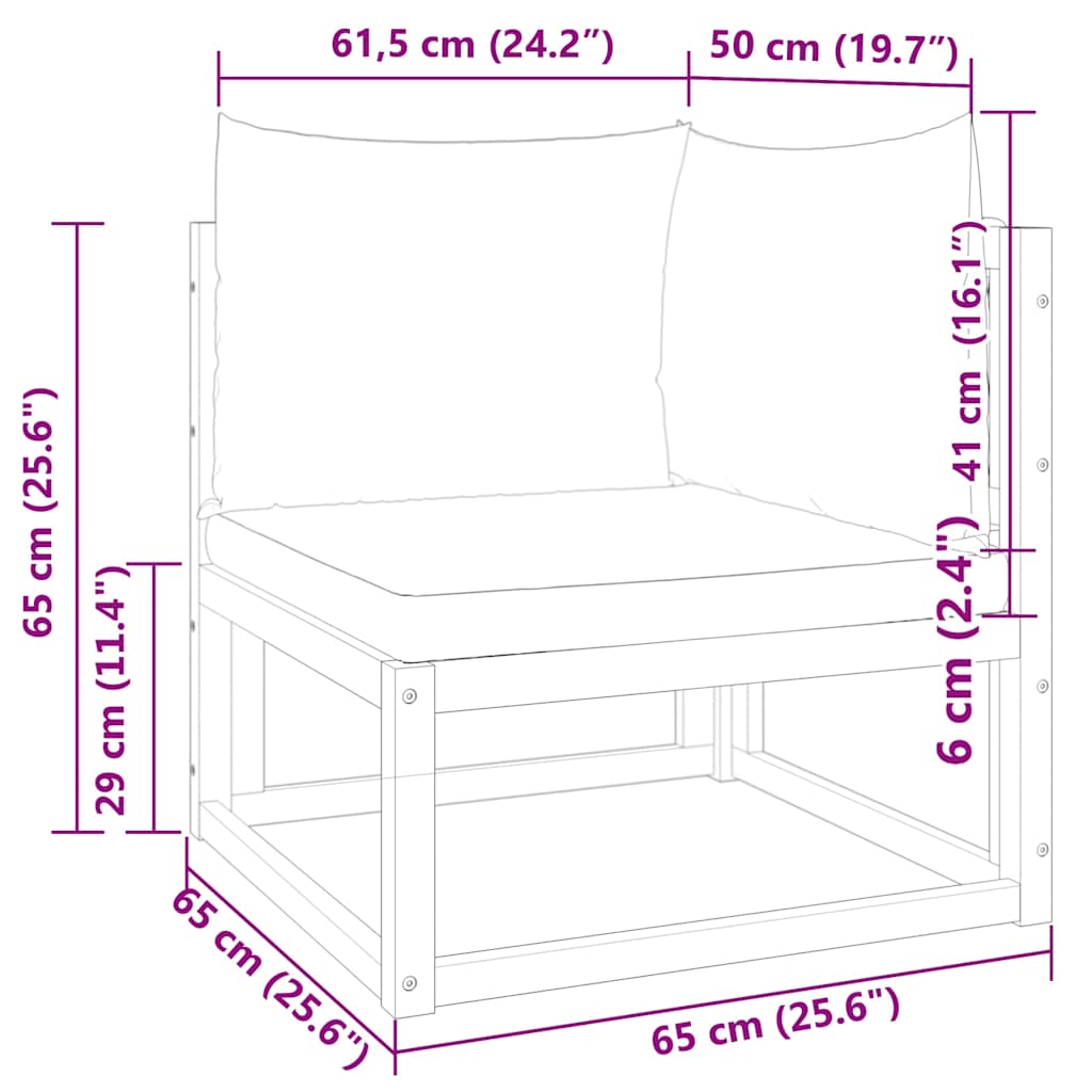 vidaXL Canapé d'angle de jardin avec coussins, bois d'acacia et rotin