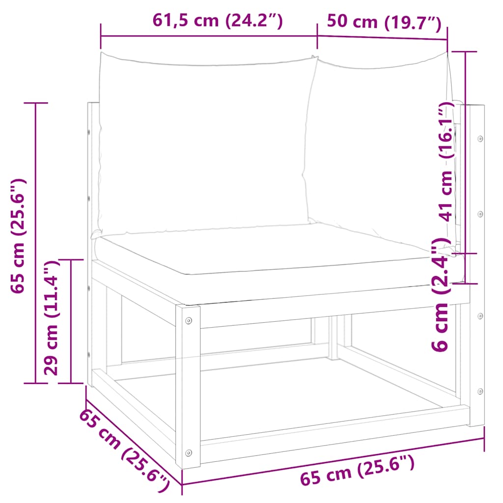 vidaXL Canapé d'angle de jardin avec coussins, bois d'acacia et rotin