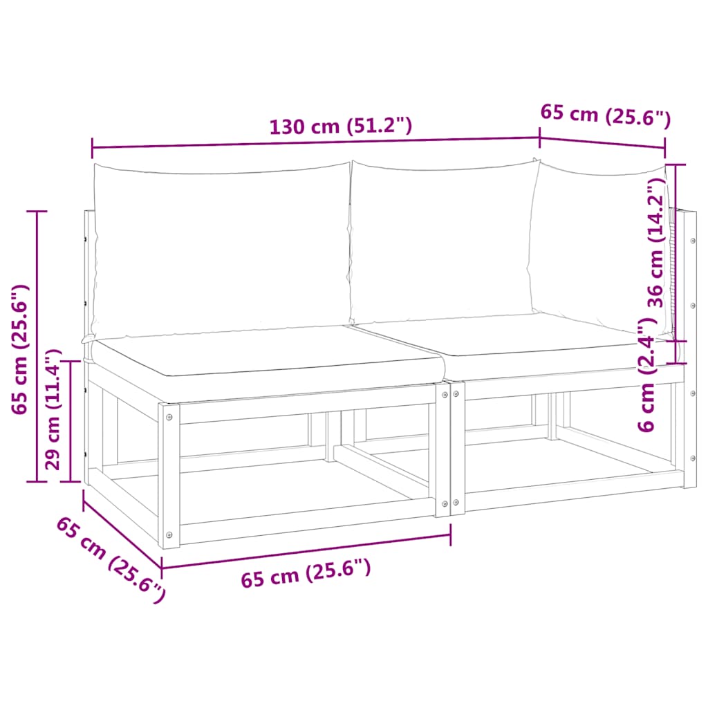 vidaXL Canapé de jardin 2 places avec coussins en bois d'acacia et rotin