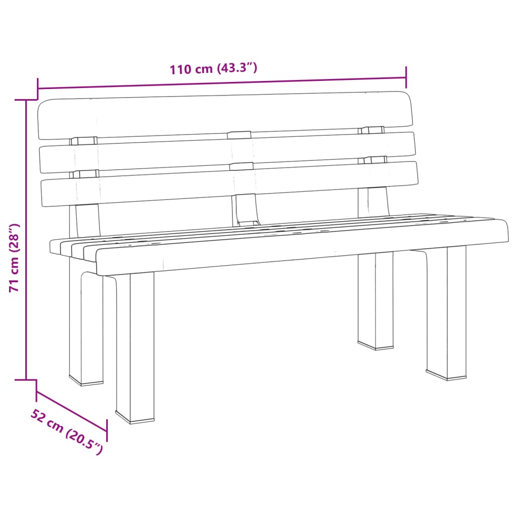 vidaXL Gartenbank Grün 110x52x71 cm Polypropylen