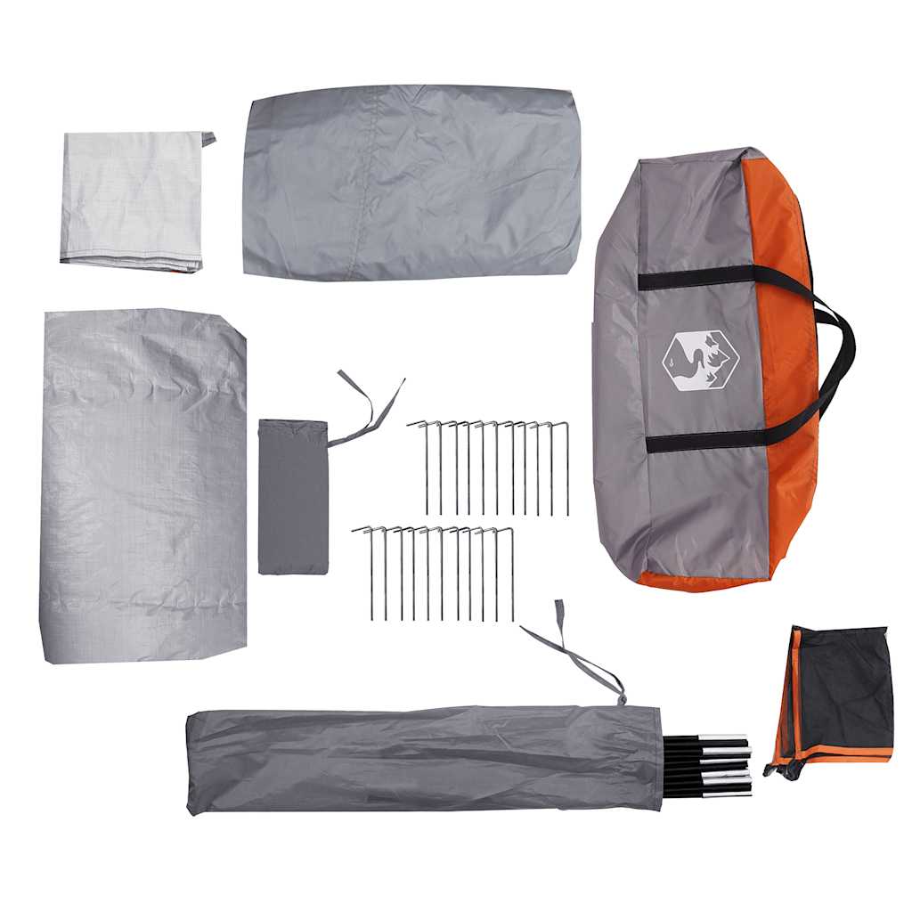 vidaXL Duschzelt 2 Personen Grau und Orange Wasserdicht