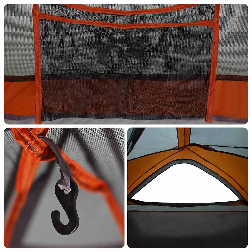 vidaXL Tente de camping 1 personne gris et orange imperméable