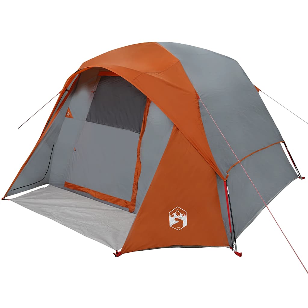 vidaXL Tente de camping 4 personnes gris et orange imperméable