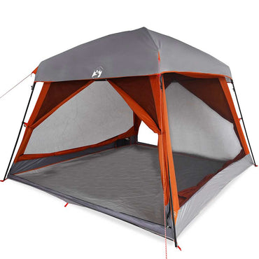 vidaXL Tente familiale pour 6 personnes Gris et orange Imperméable
