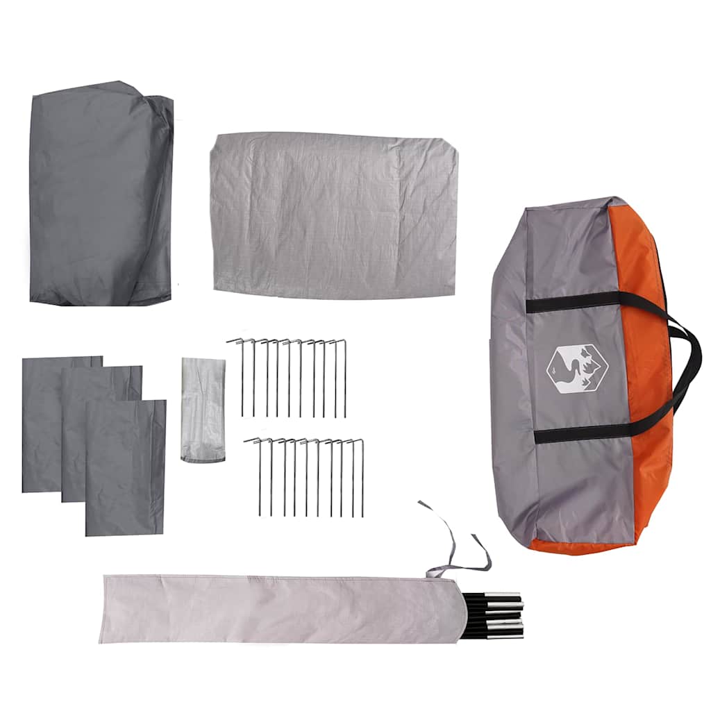 vidaXL Tente de camping avec auvent 5 personnes Gris et orange Imperméable