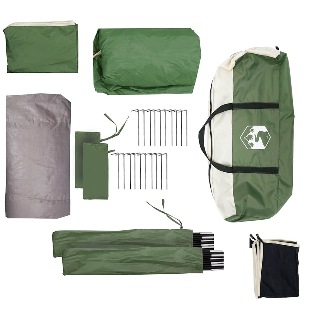 vidaXL Tente de camping 5 personnes Verte Imperméable