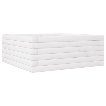 vidaXL Pflanzkübel Weiß 60x60x23 cm Massivholz Kiefer