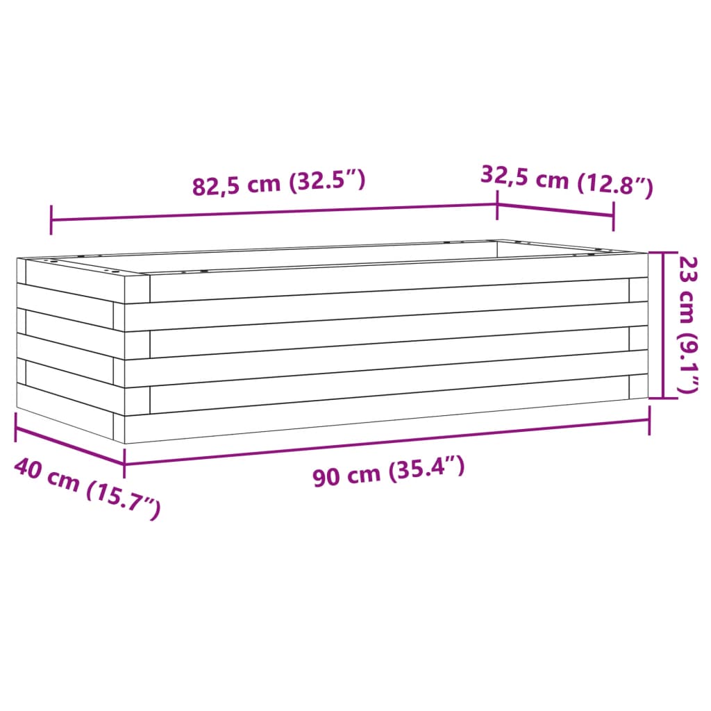 vidaXL Pflanzkübel Wachsbraun 90x40x23 cm Massivholz Kiefer