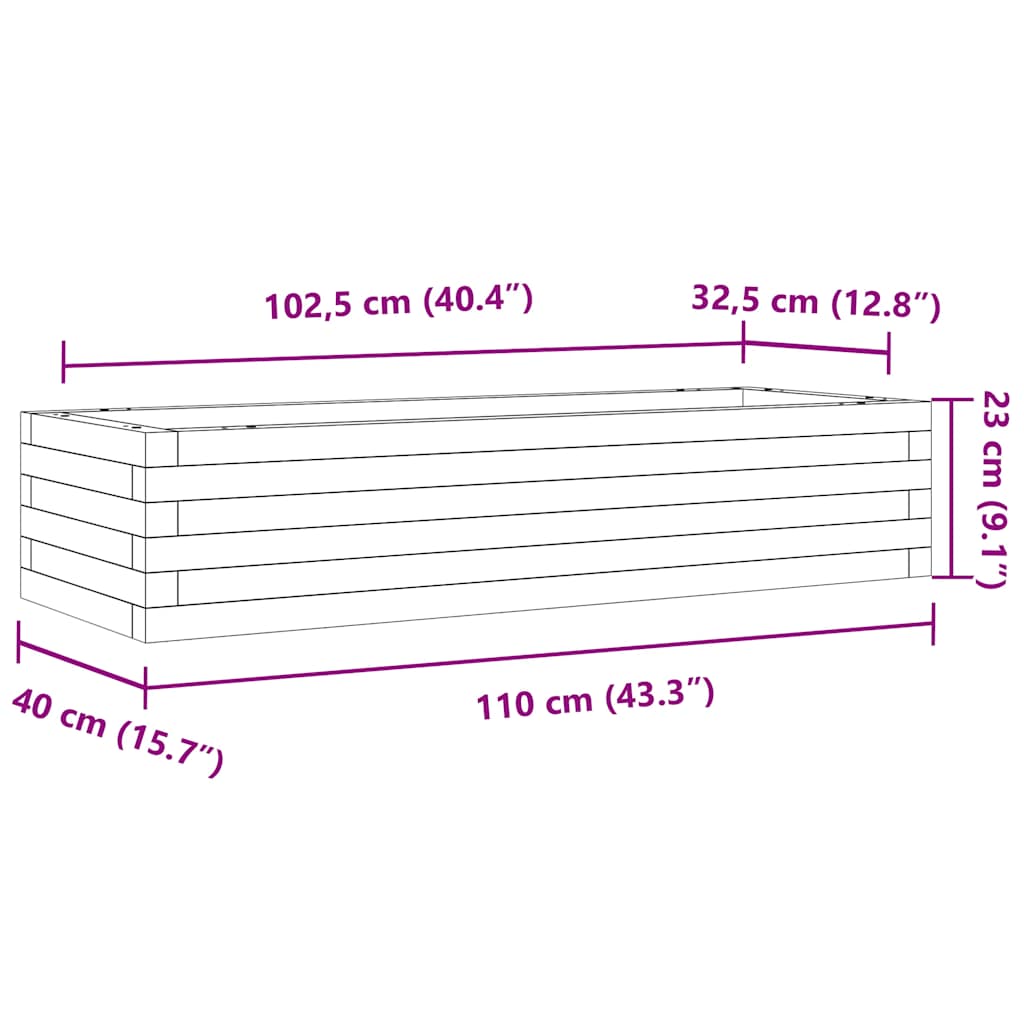 vidaXL Pflanzkübel Wachsbraun 110x40x23 cm Massivholz Kiefer