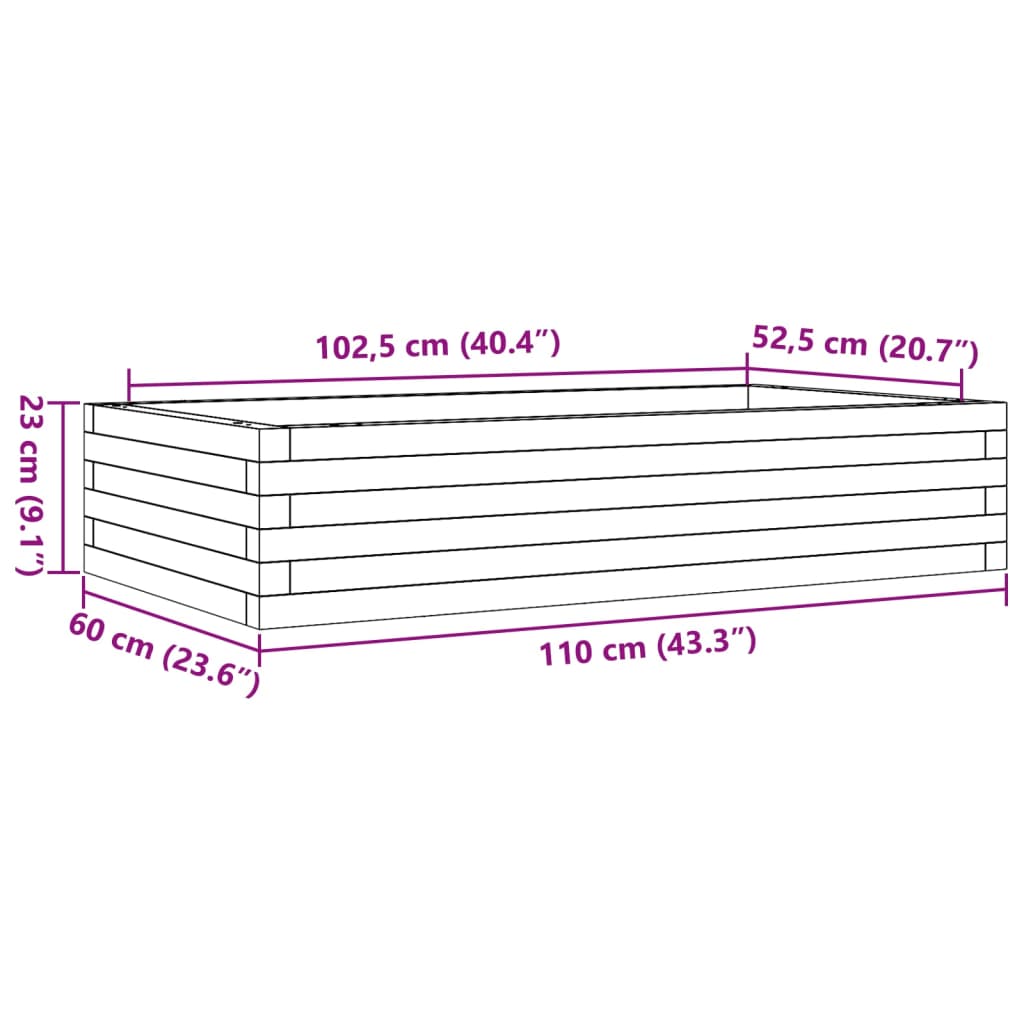 vidaXL Jardinière 110x60x23 cm Bois de pin massif