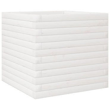 vidaXL Pflanzkübel Weiß 50x50x45,5 cm Massivholz Kiefer