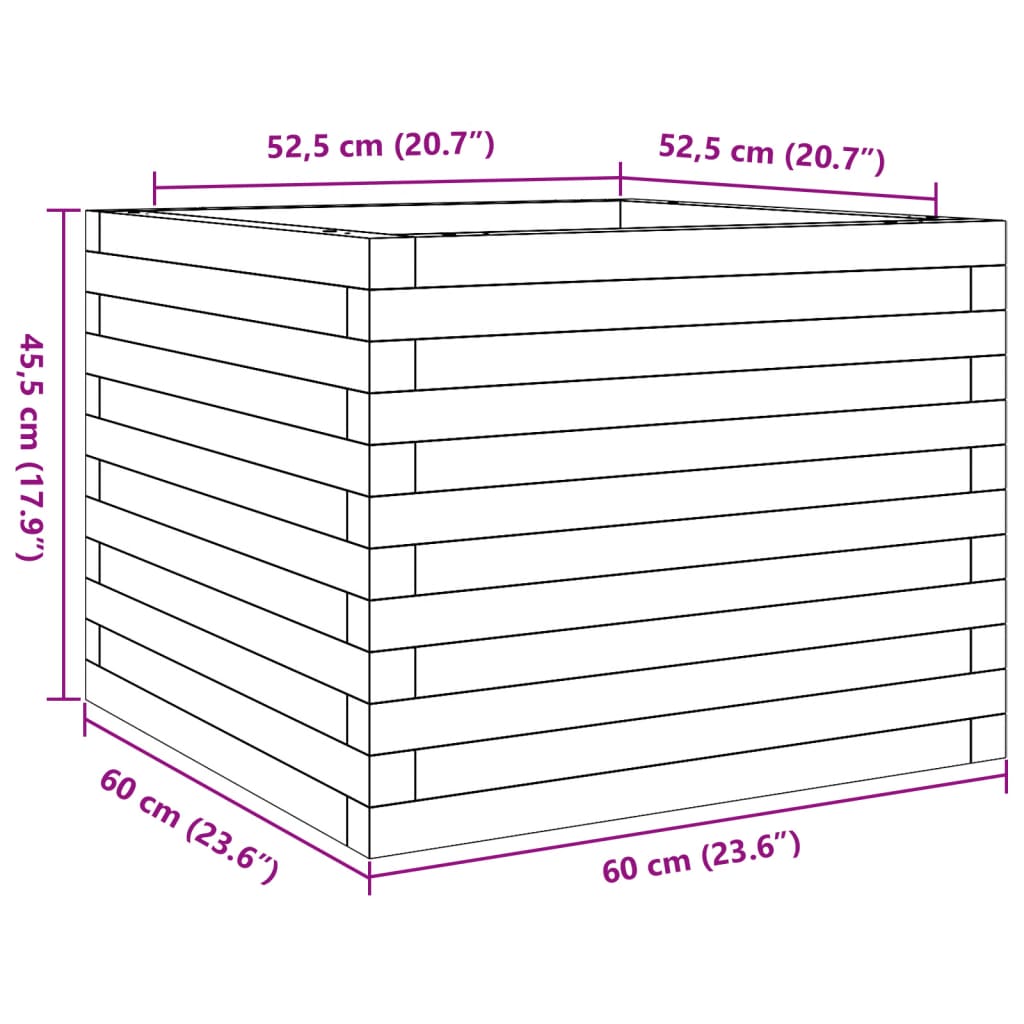 vidaXL Pflanzkübel Weiß 60x60x45,5 cm Massivholz Kiefer