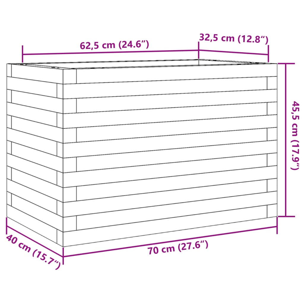 vidaXL Pflanzkübel Weiß 70x40x45,5 cm Massivholz Kiefer
