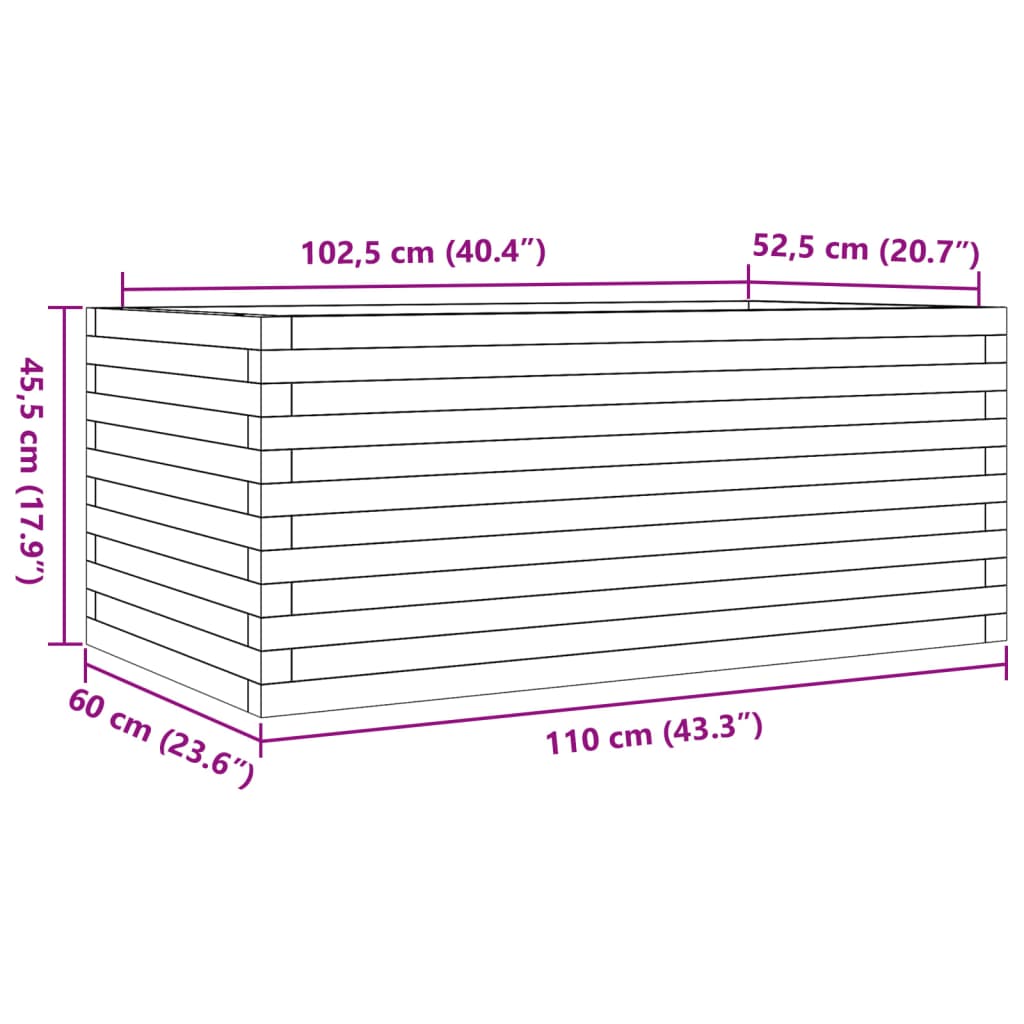 vidaXL Jardinière blanche 110x60x45,5 cm en pin massif