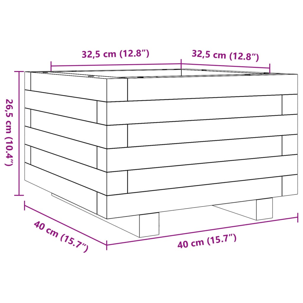 vidaXL Pflanzkübel 40x40x26,5 cm Kiefernholz Imprägniert