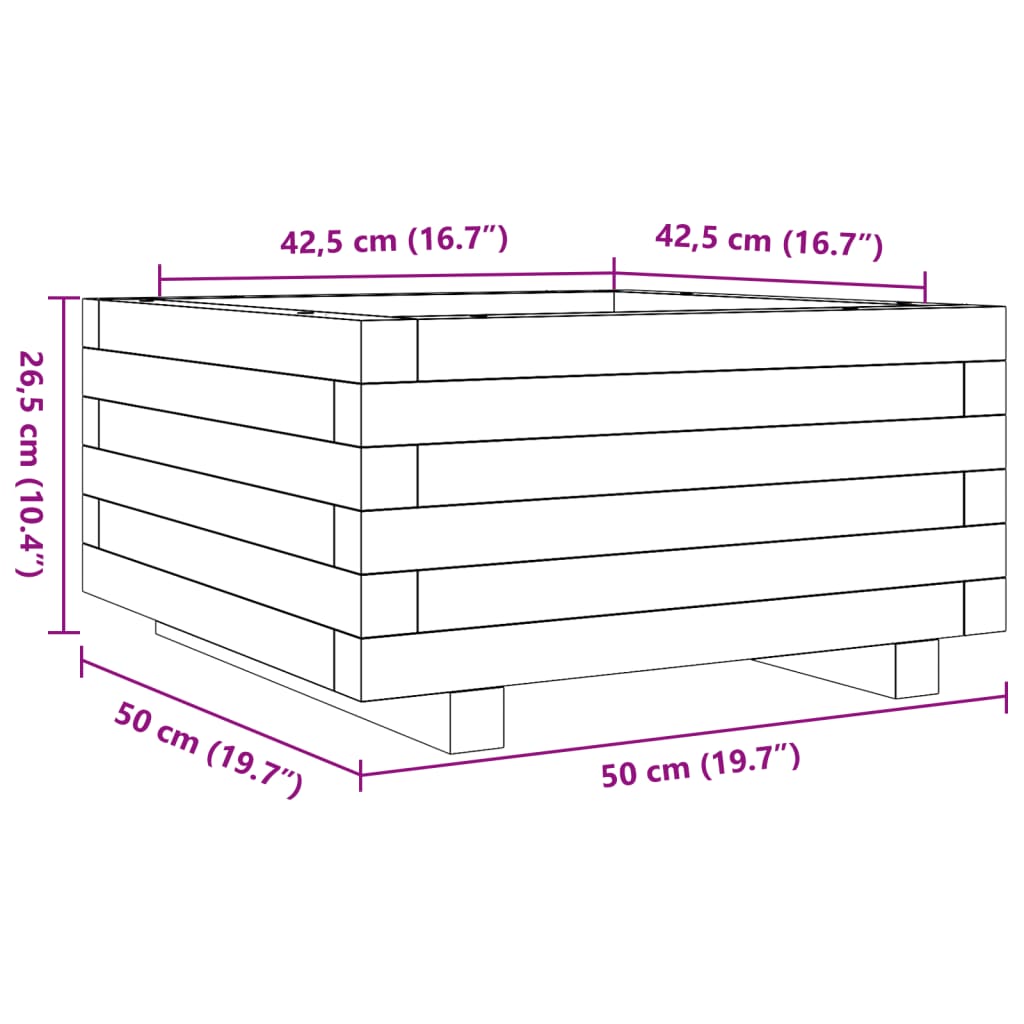 vidaXL Pflanzkübel 50x50x26,5 cm Kiefernholz Imprägniert