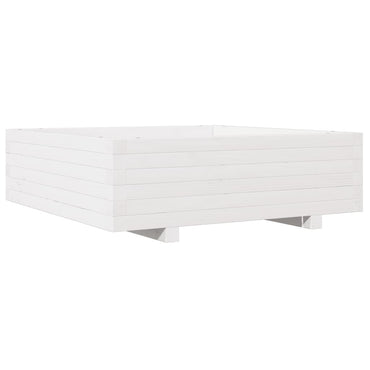 vidaXL Pflanzkübel Weiß 80x80x26,5 cm Massivholz Kiefer