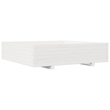 vidaXL Pflanzkübel Weiß 100x100x26,5 cm Massivholz Kiefer
