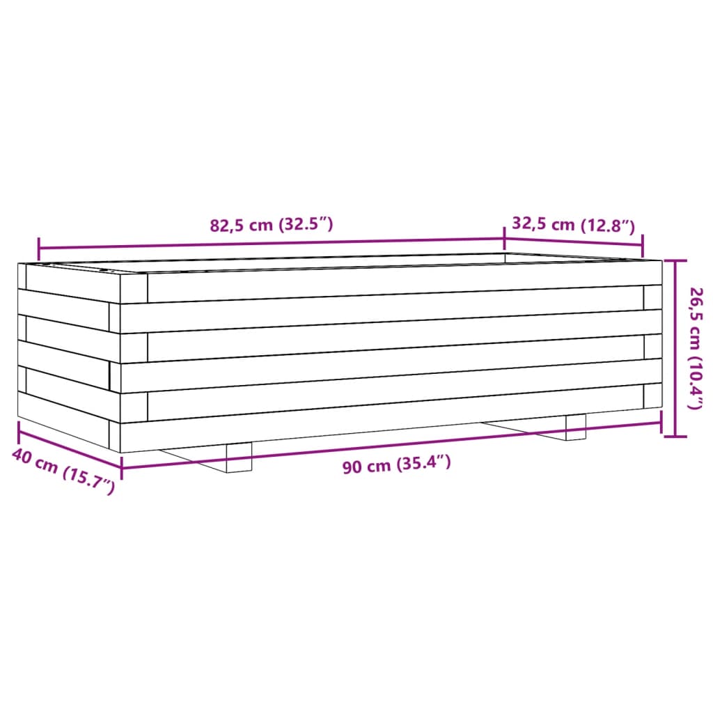 vidaXL Pflanzkübel Weiß 90x40x26,5 cm Massivholz Kiefer