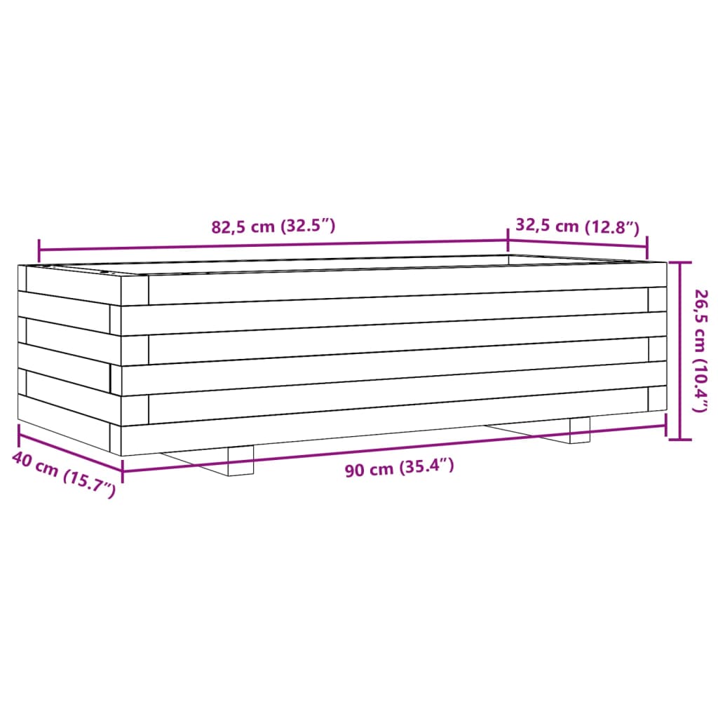 vidaXL Pflanzkübel Wachsbraun 90x40x26,5 cm Massivholz Kiefer