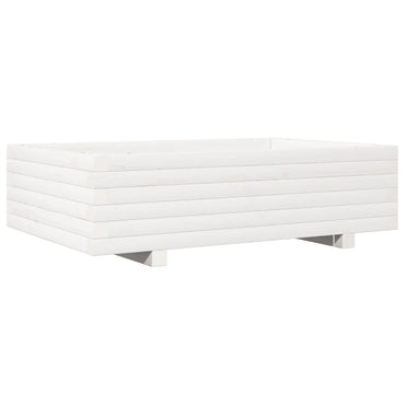 vidaXL Pflanzkübel Weiß 90x60x26,5 cm Massivholz Kiefer