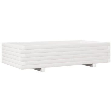 vidaXL Pflanzkübel Weiß 110x60x26,5 cm Massivholz Kiefer