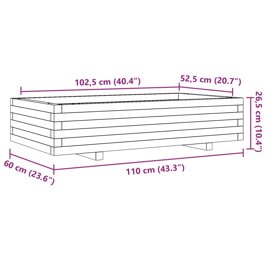 vidaXL Pflanzkübel 110x60x26,5 cm Kiefernholz Imprägniert