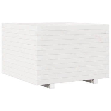 vidaXL Pflanzkübel Weiß 70x70x49,5 cm Massivholz Kiefer