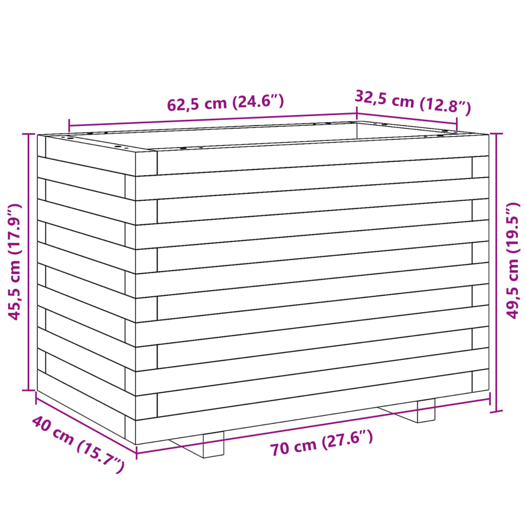 vidaXL Pflanzkübel 70x40x49,5 cm Massivholz Douglasie