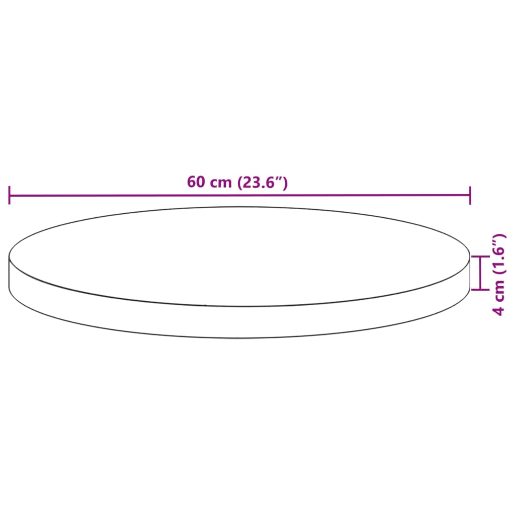 vidaXL Tischplatte Rund Ø60x4 cm Massivholz Akazie