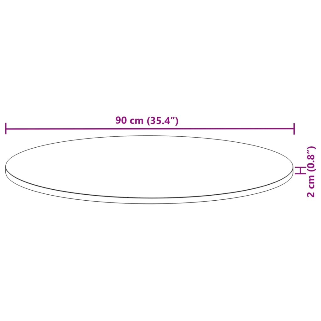 vidaXL Plateau de table rond Ø90x2 cm en bois d'acacia massif