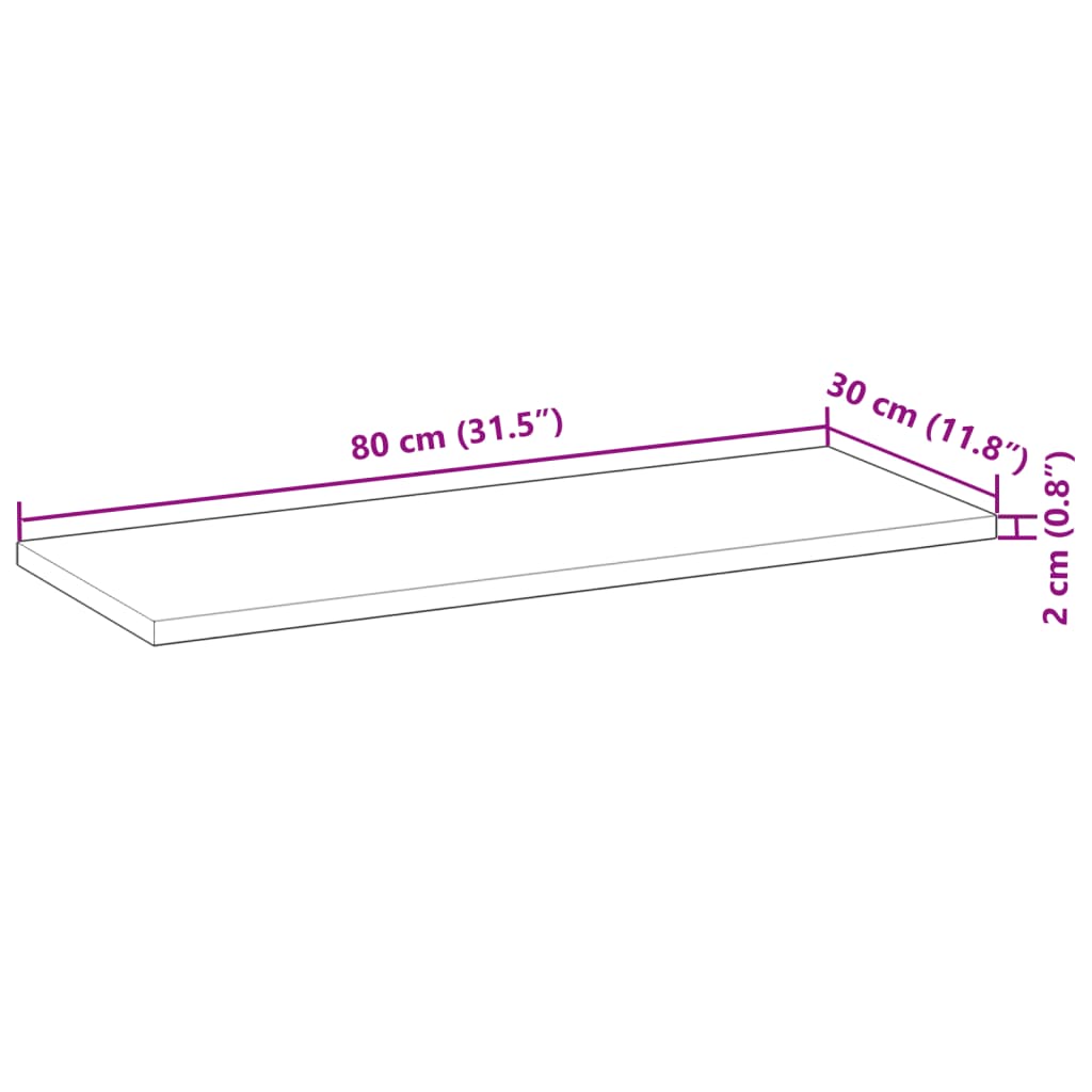 vidaXL Tischplatte 80x30x2 cm Rechteckig Massivholz Akazie