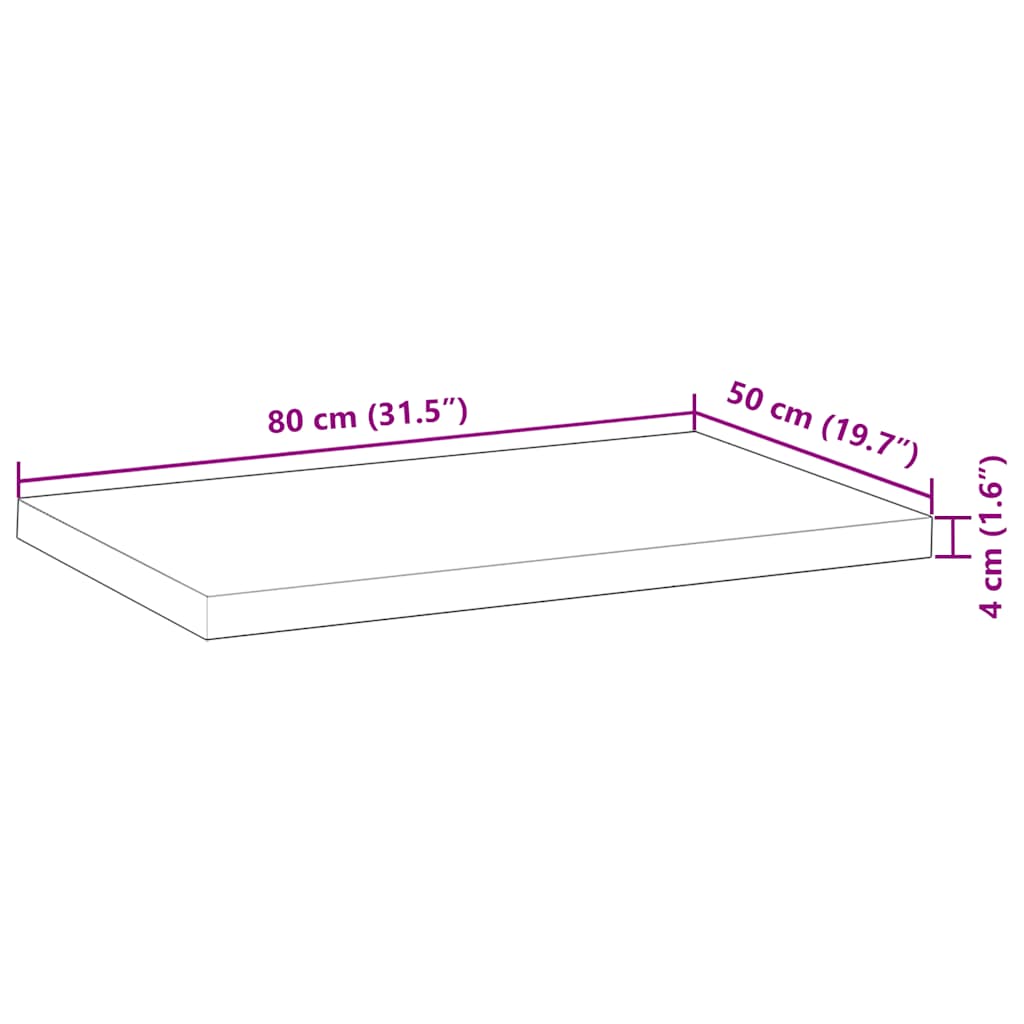 vidaXL Tischplatte Rechteckig 80x50x4 cm Massivholz Akazie