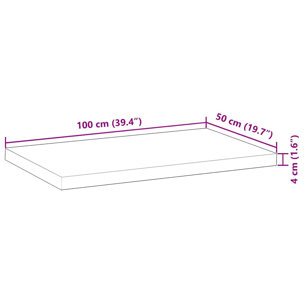 vidaXL Plateau de table rectangulaire 100x50x4 cm Bois d'acacia massif