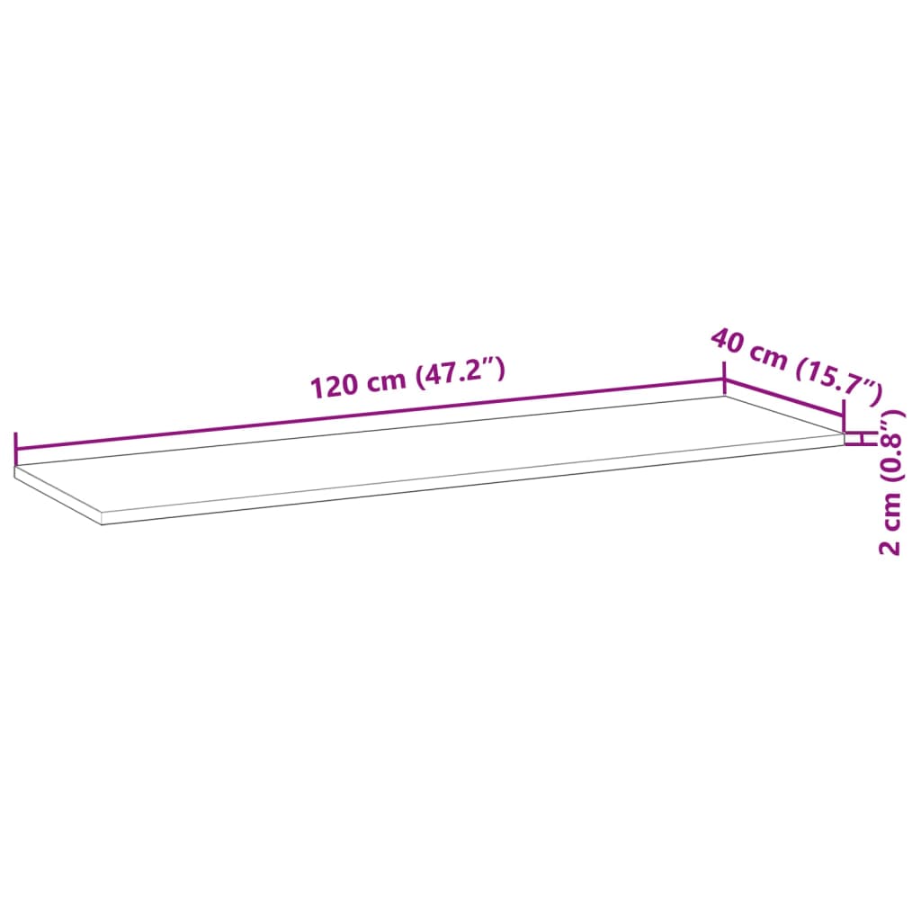vidaXL Tischplatte Rechteckig 120x40x2 cm Massivholz Akazie