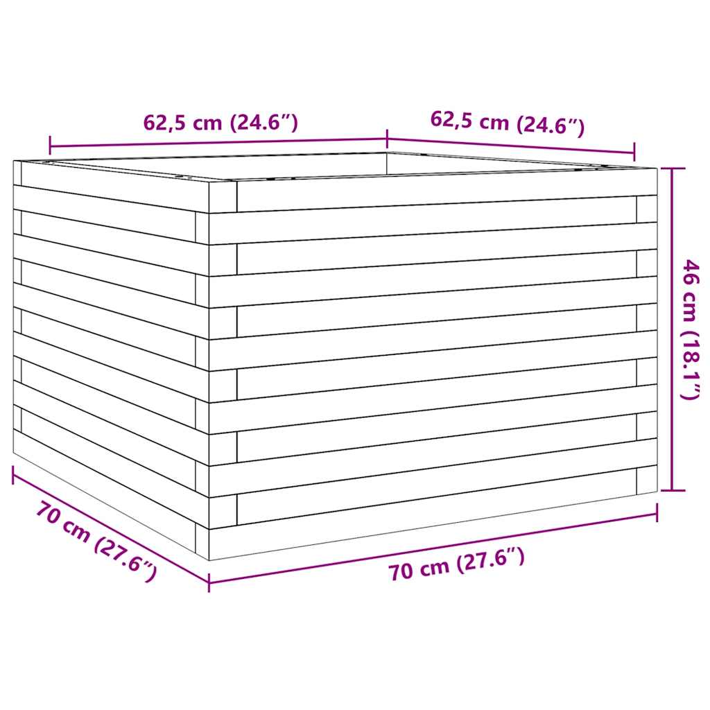 vidaXL Pflanzkübel Weiß 70x70x46 cm Massivholz Kiefer