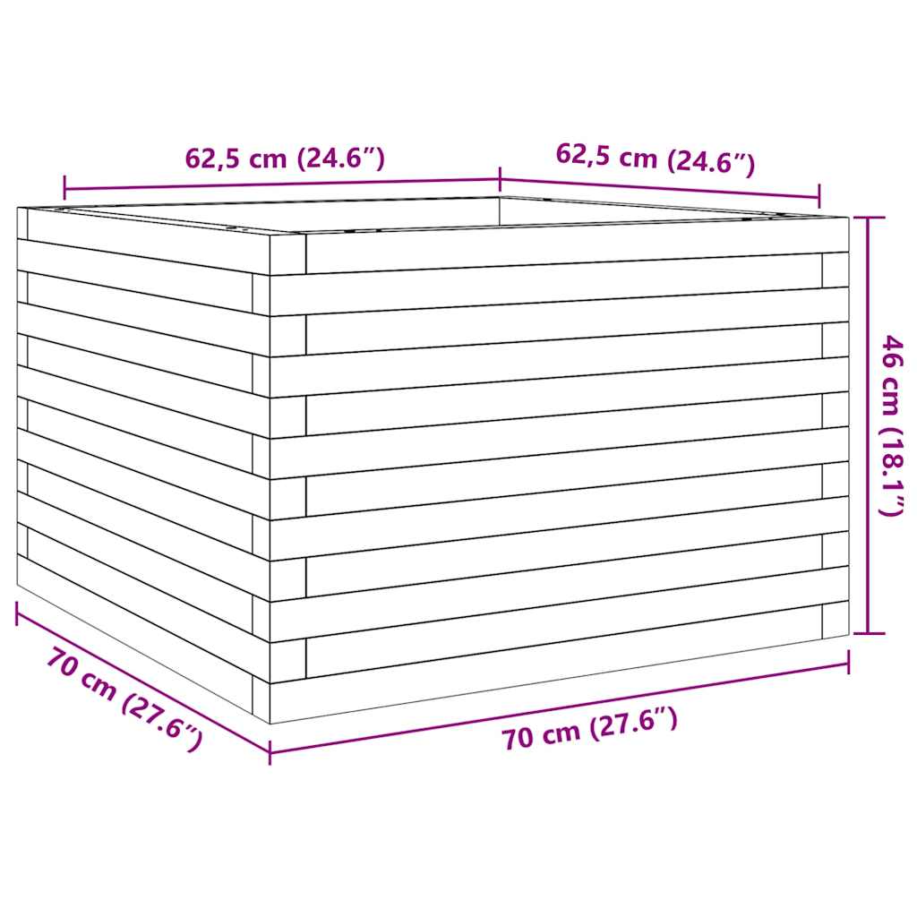 vidaXL Pflanzkübel Wachsbraun 70x70x46 cm Massivholz Kiefer