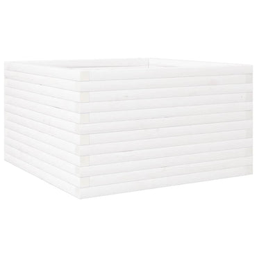 vidaXL Pflanzkübel Weiß 80x80x46 cm Massivholz Kiefer