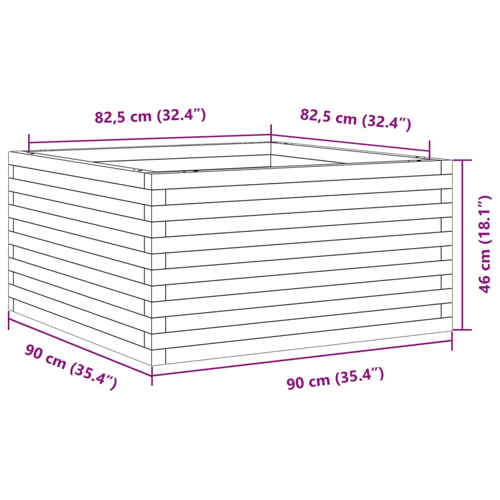 vidaXL Pflanzkübel Weiß 90x90x46 cm Massivholz Kiefer