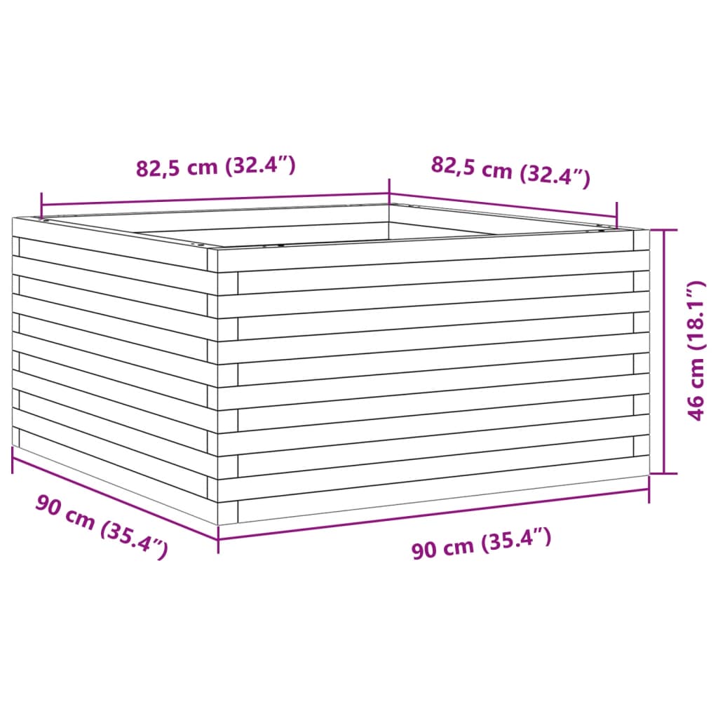 vidaXL Pflanzkübel Wachsbraun 90x90x46 cm Massivholz Kiefer