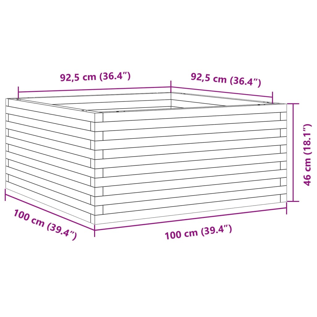 vidaXL Pflanzkübel Weiß 100x100x46 cm Massivholz Kiefer